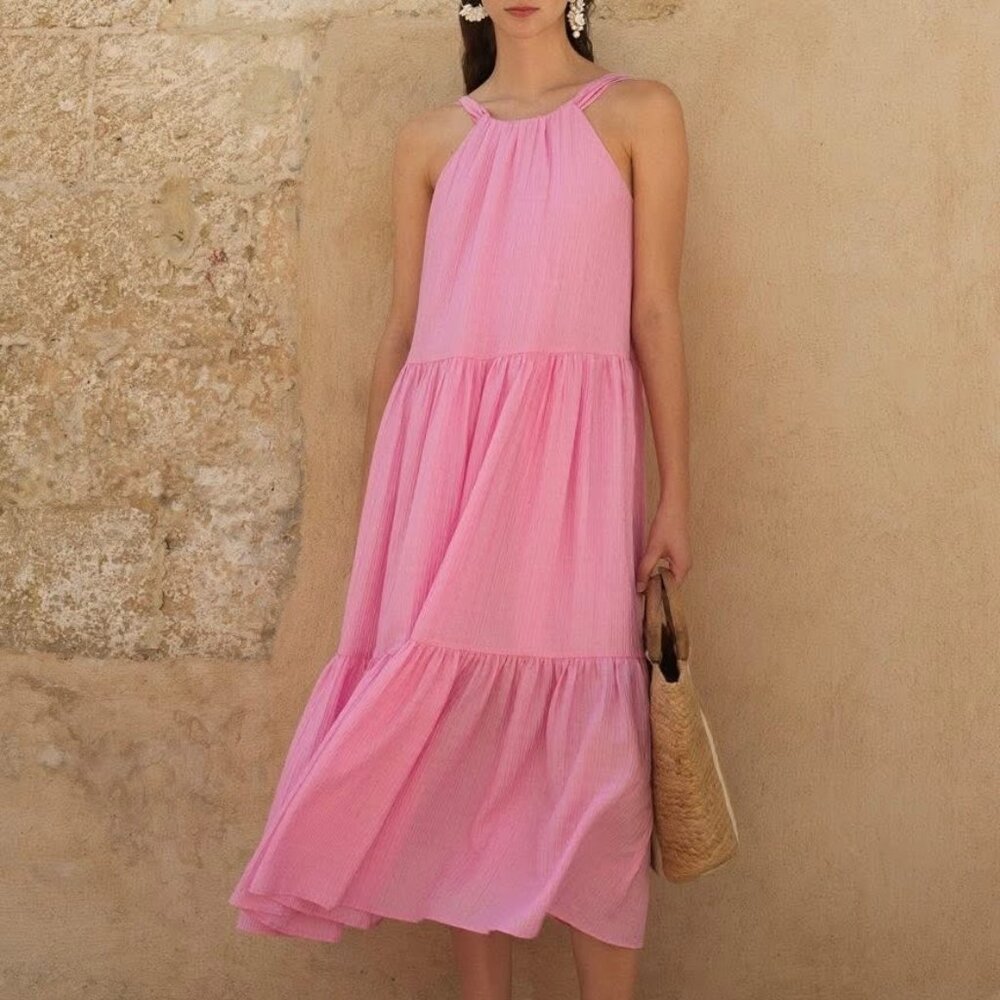 French Connection French Connection Womens Aleska Tiered Crinkled Sundress